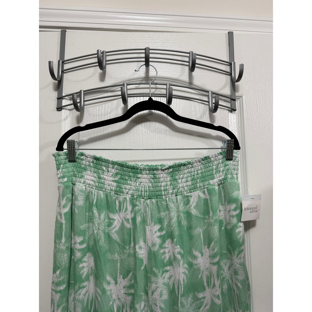 Tranquil & True Womens XL Green Palm Tree Smocked Waist‎ Pajama Lounge Pants NEW - Picture 3 of 11